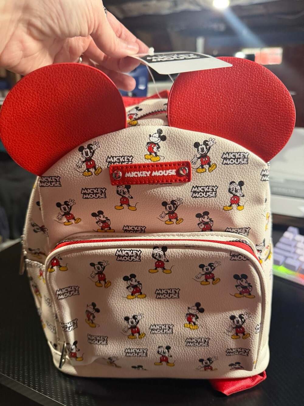 Disney Mickey Mouse Mini Backpack with 3D Ears and All-Over Print